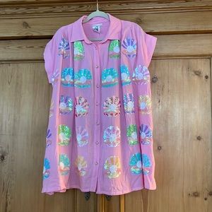 Queen of Sparkles S pink gauze dress with sea shells